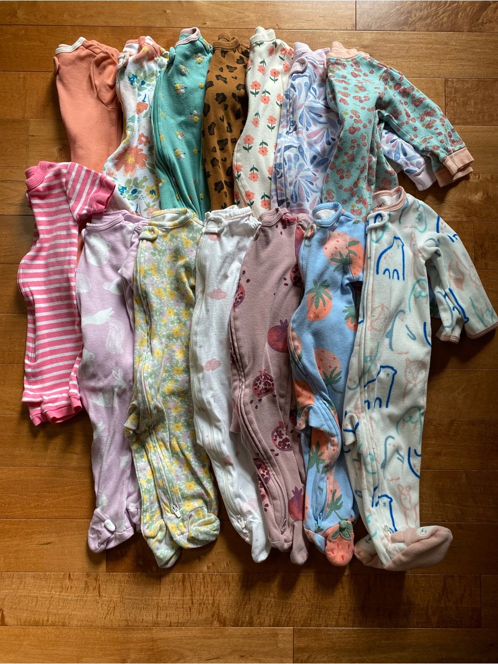 Lot of 9m Baby Girl Footie Pajamas